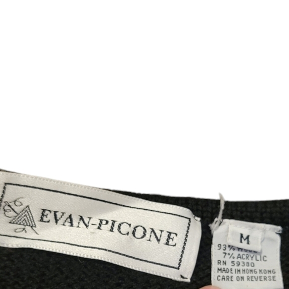 Evan Picone Vintage Women's Long Sleeve Wool Blend Sweater Bright Flowers Medium - Picture 5 of 6